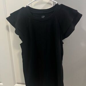 GAP Women's Black Flutter Sleeve Ribbed Tee